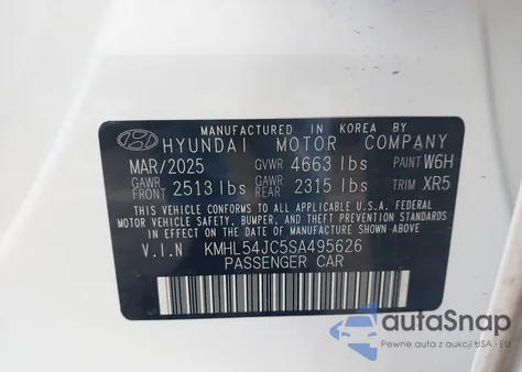 2025 Hyundai Sonata N Line z USA, uszkodzony, nr VIN KMHL54JC5SA495626